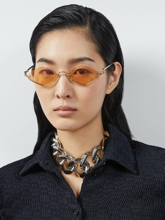 Gucci Women Sunglasses Gold Mirror GG Pattern Cat Eye GG1604S 004 NEW AUTHENTIC main image 13